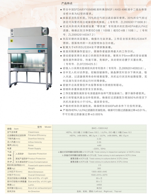蘇州安泰二級生物潔凈安全柜BHC-1300IIA2（停產(chǎn)，用BSC替代）